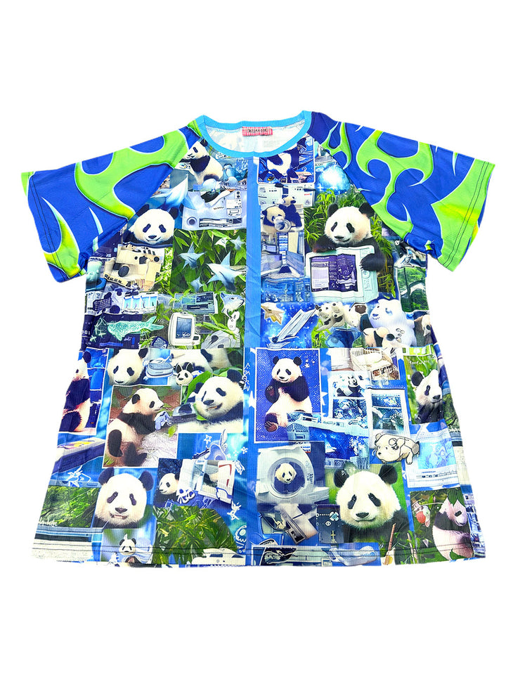 Blue Panda Collage Oversized T Shirt
