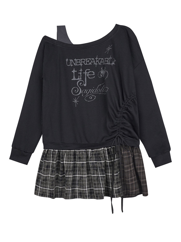 Dark Graffiti Faux Two Piece Dress