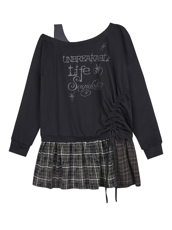 Dark Graffiti Faux Two Piece Dress