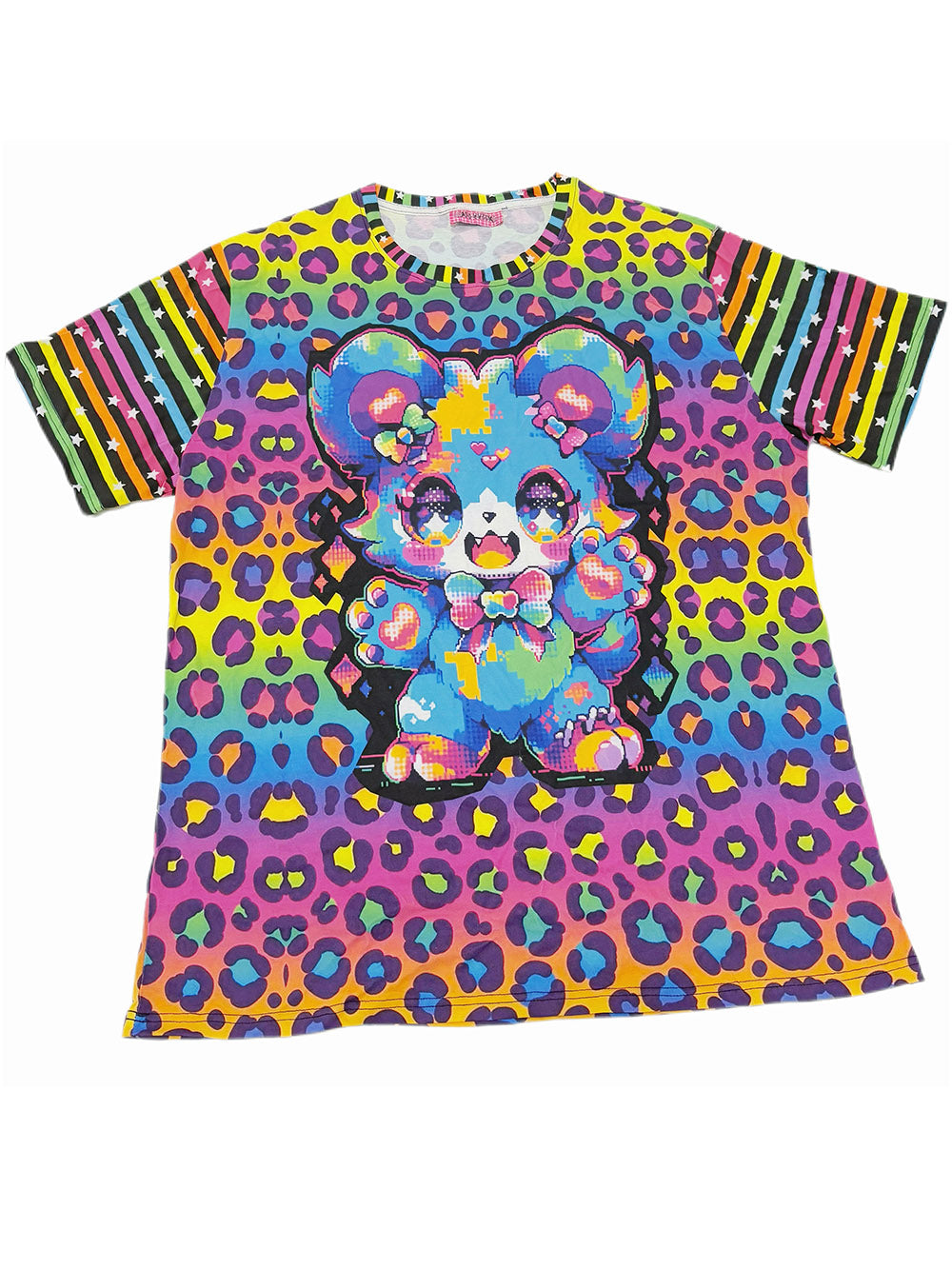 Rainbow Leopard Cartoon Bear T Shirt