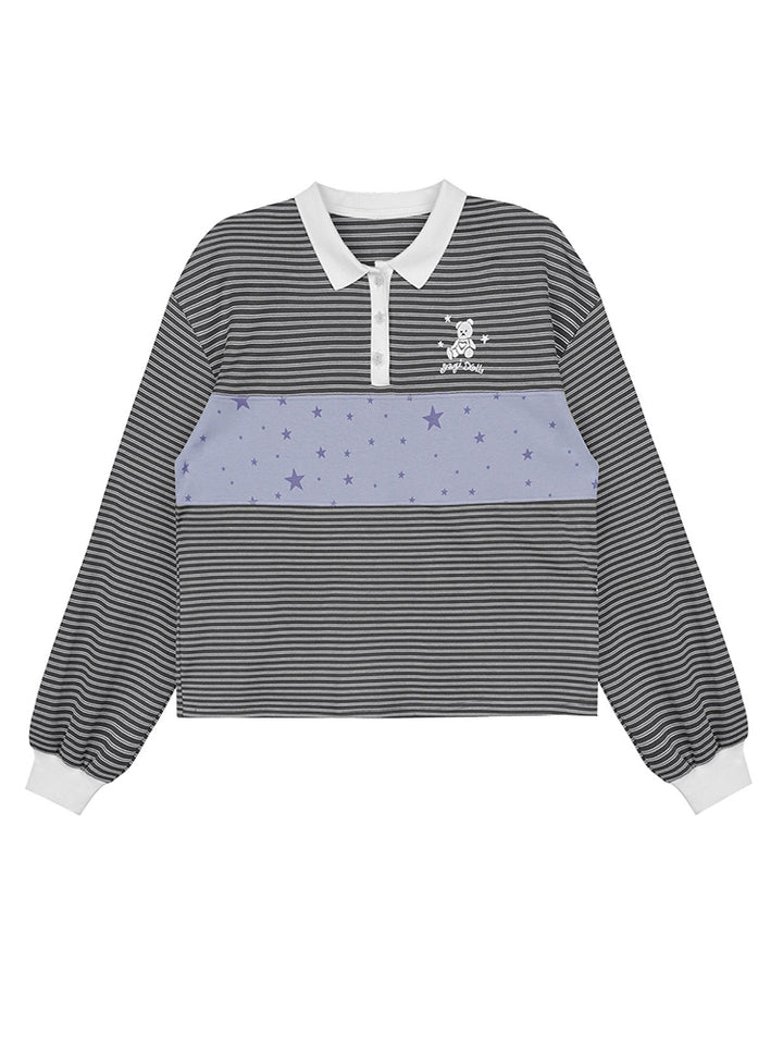 Preppy Striped Polo Top
