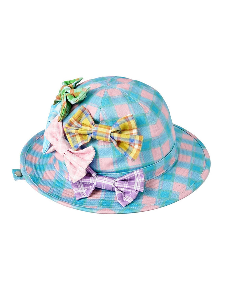 Pastel Plaid Bow Bucket Hat