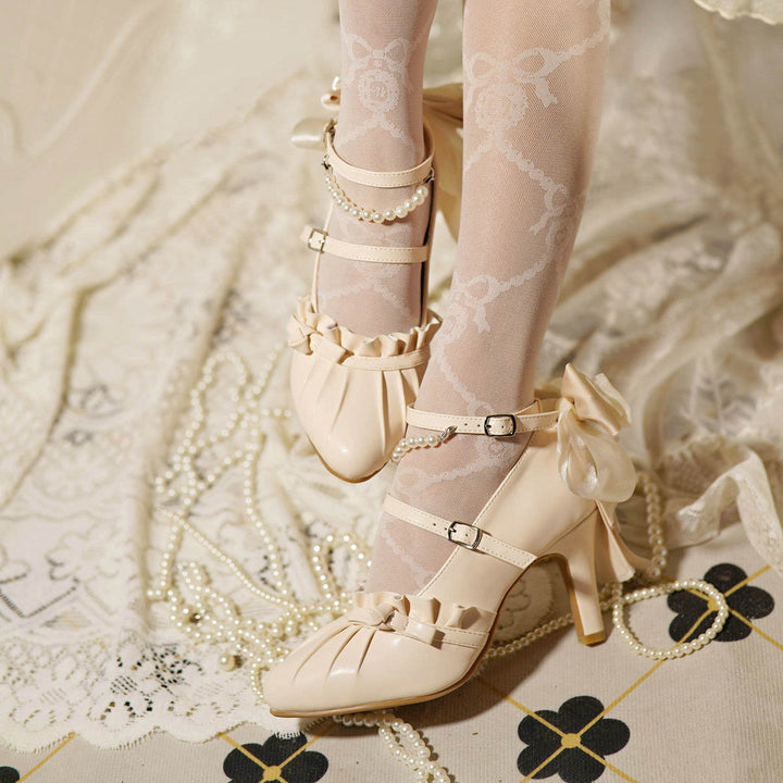 Apricot/White/Pink/Blue Mermaid Princess Bow Lolita High Heels