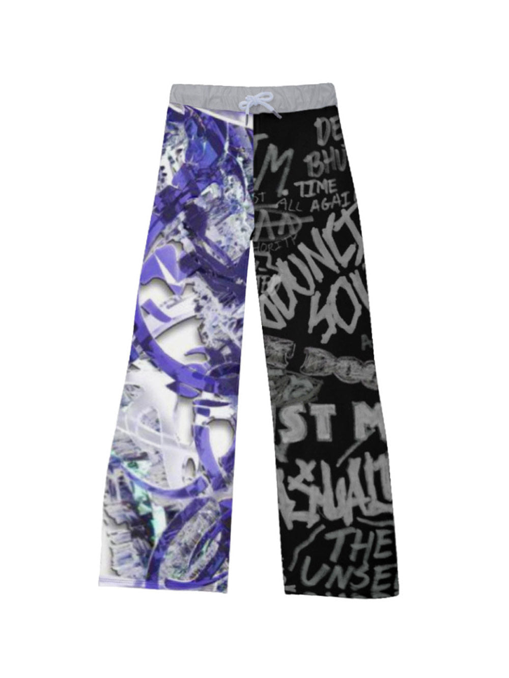 Blue Black Graffiti Wide Leg Pants