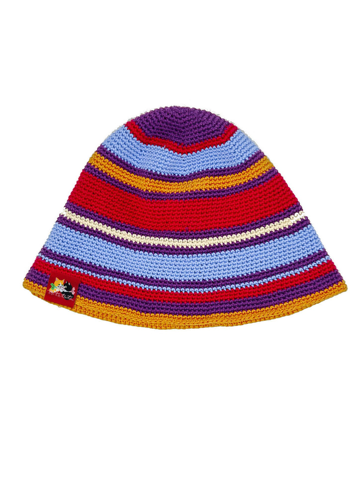 Multicolor Striped Crochet Bucket Hat