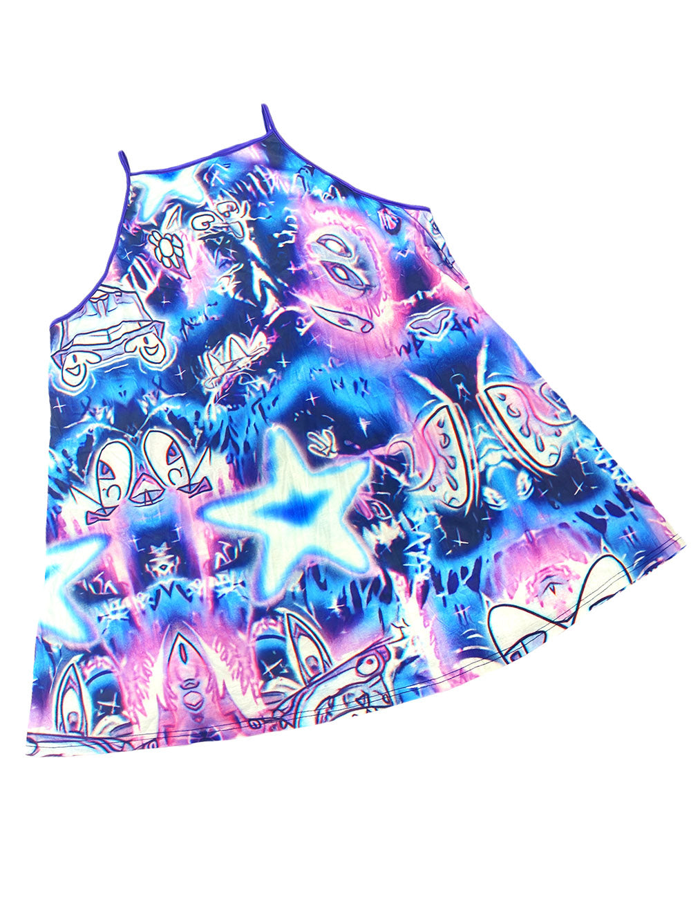 Purple Abstract Star Cami Midi Dress