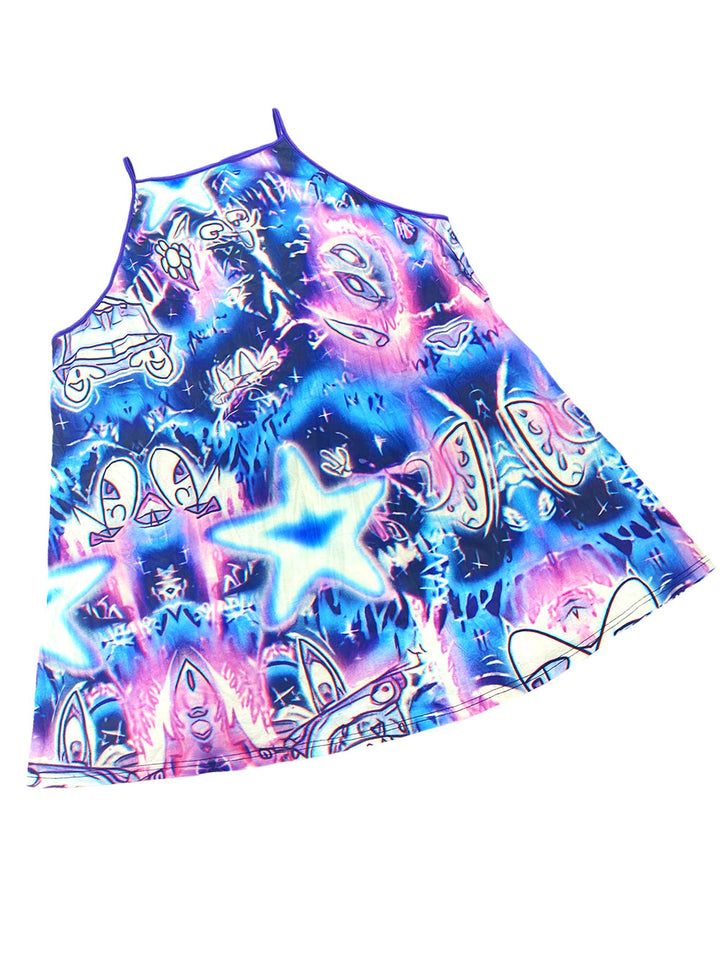 Purple Abstract Star Cami Midi Dress