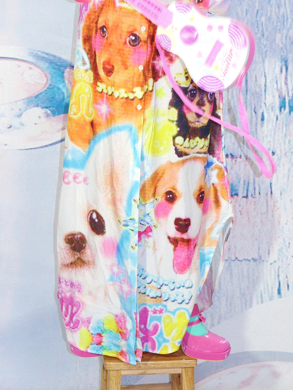 Multicolor Puppy Print Maxi Dress