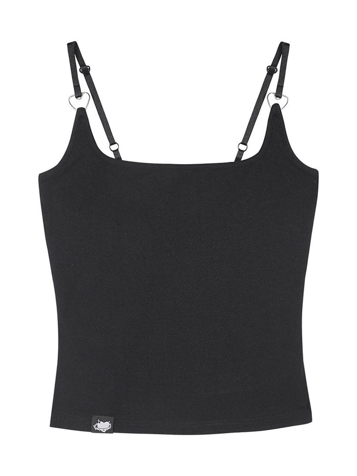 Dainty Black Camisole with Heart Rings