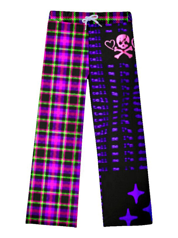 Y2K Pink Star Plaid Wide Leg Pants