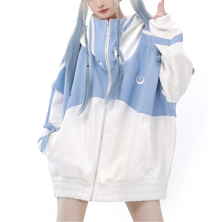 Starwave Signal Cyber Y2K Hooded Jacket Shorts Leg Warmers Headband