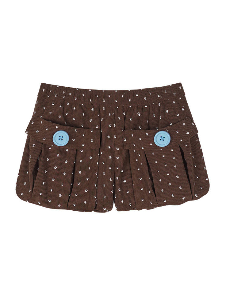 Paw Print Corduroy Bloomer Shorts