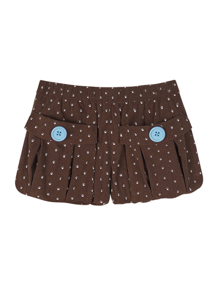 Paw Print Corduroy Bloomer Shorts