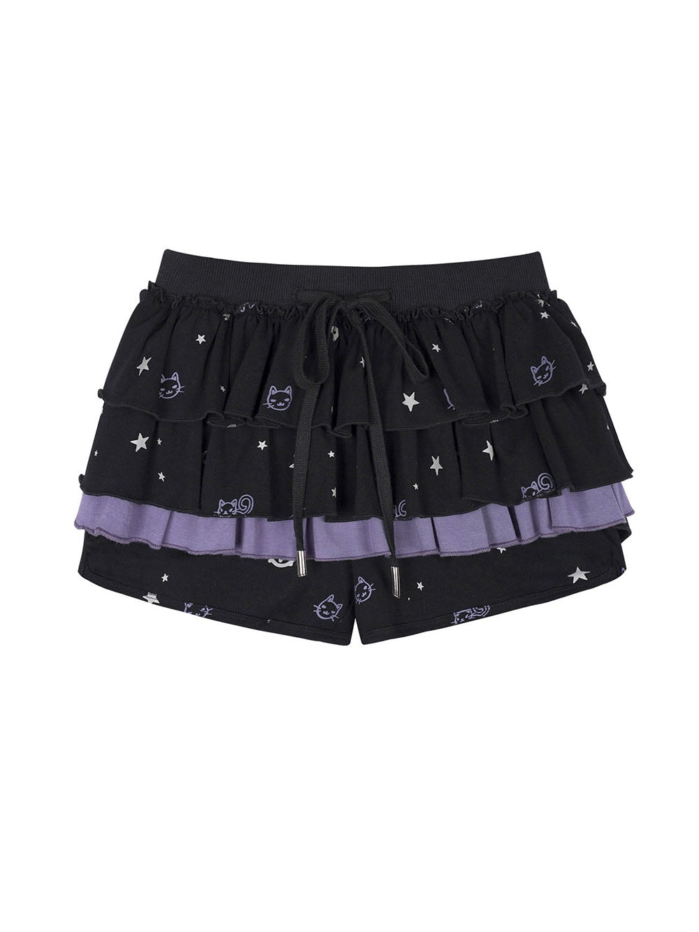 Black Cat Star Layered Ruffle Skort