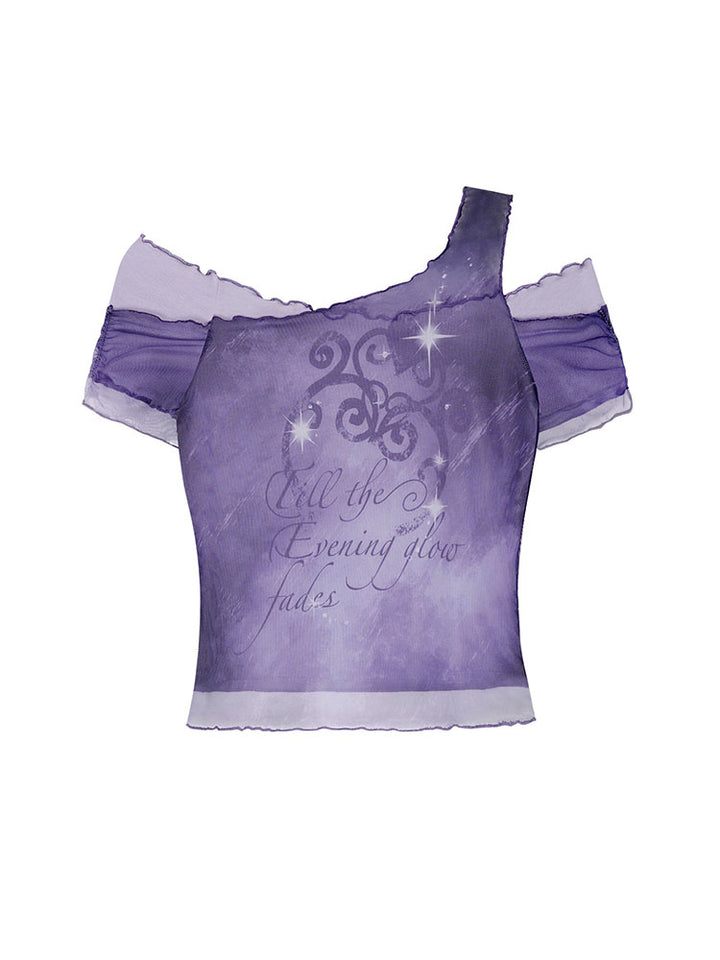 Purple Sheer Off Shoulder Fairy Top