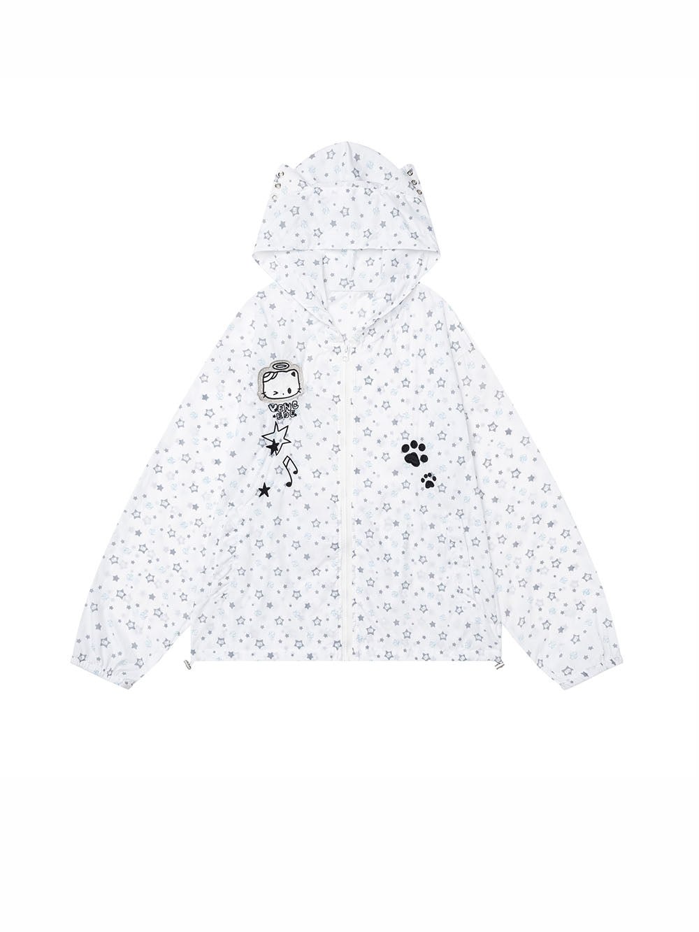 Pastel Star Print Hooded Sun Jacket