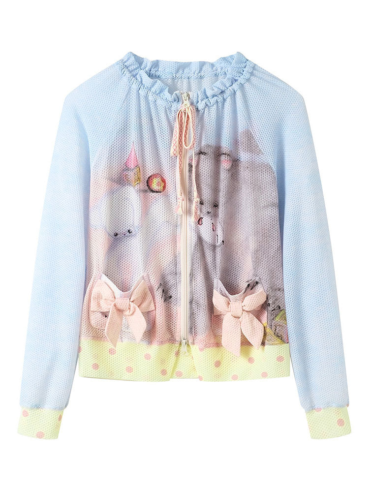 Cute Bunny Mesh Zip-Up Jacket