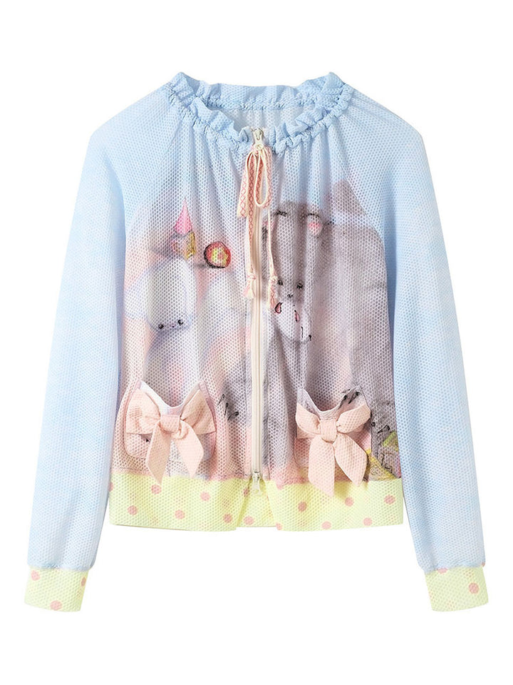 Cute Bunny Mesh Zip-Up Jacket