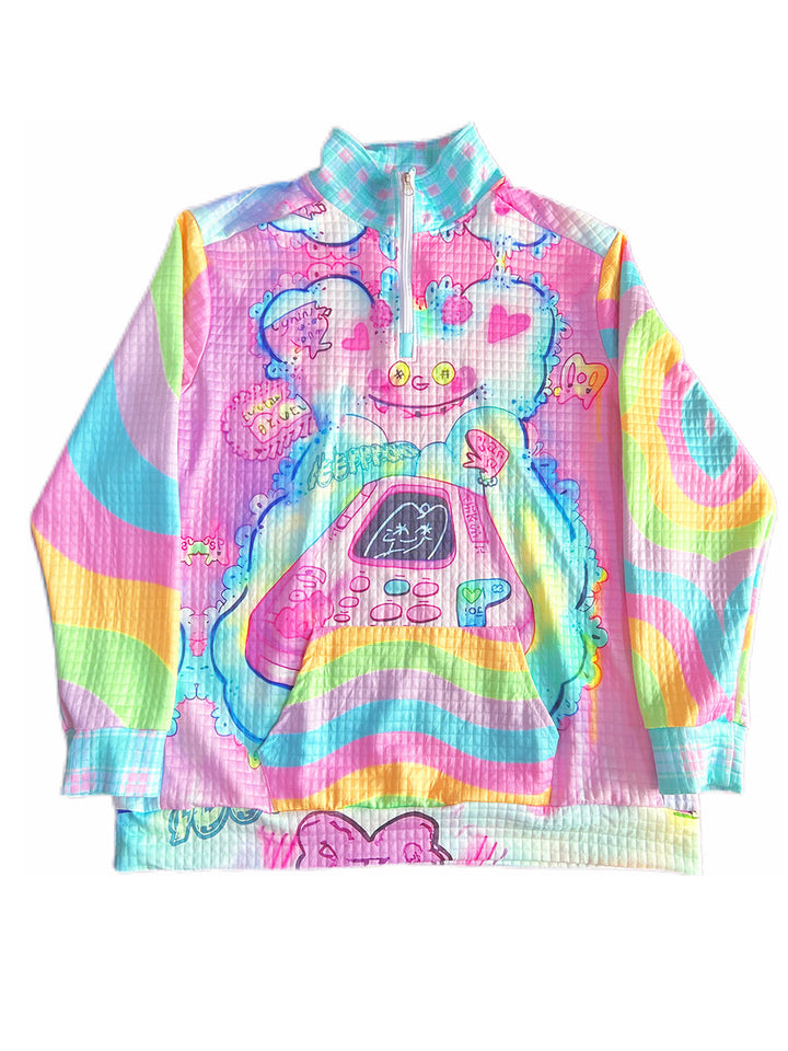 Pastel Cartoon Phone Quarter Zip Sweatshirt