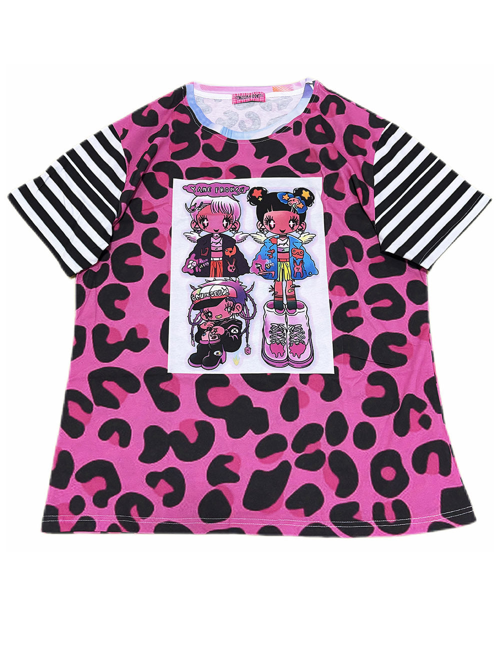 Pink Leopard Cartoon Graphic T Shirt