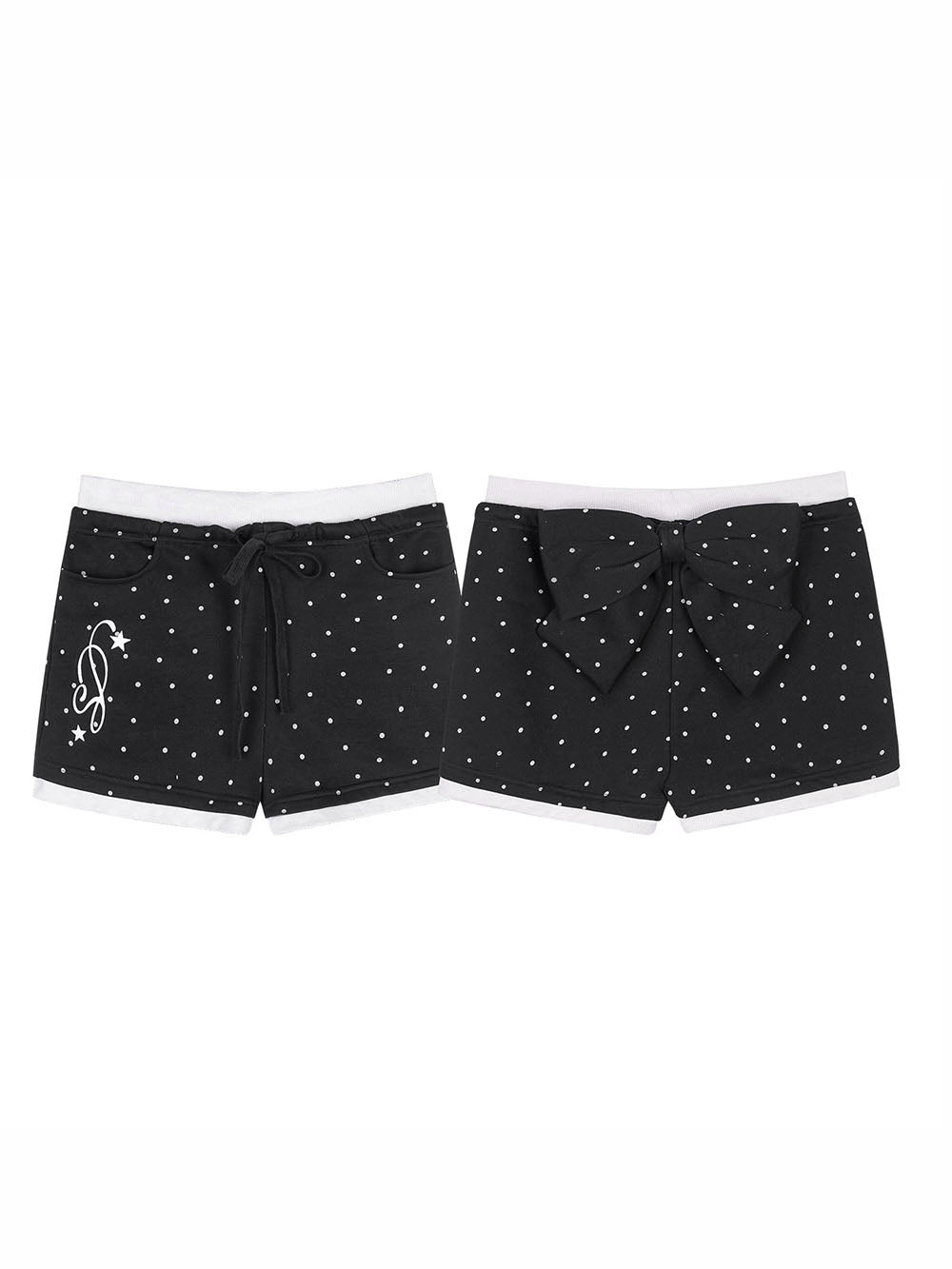 Polka Dot Wing Graphic Drawstring Shorts