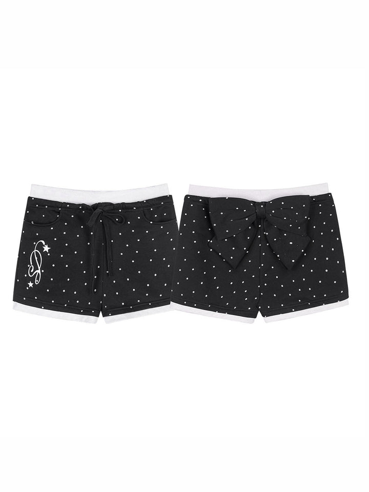 Polka Dot Wing Graphic Drawstring Shorts