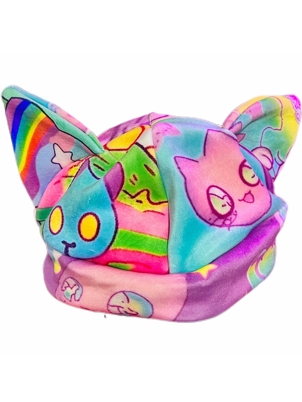 Colorful Graphic Cat Ear Beanie