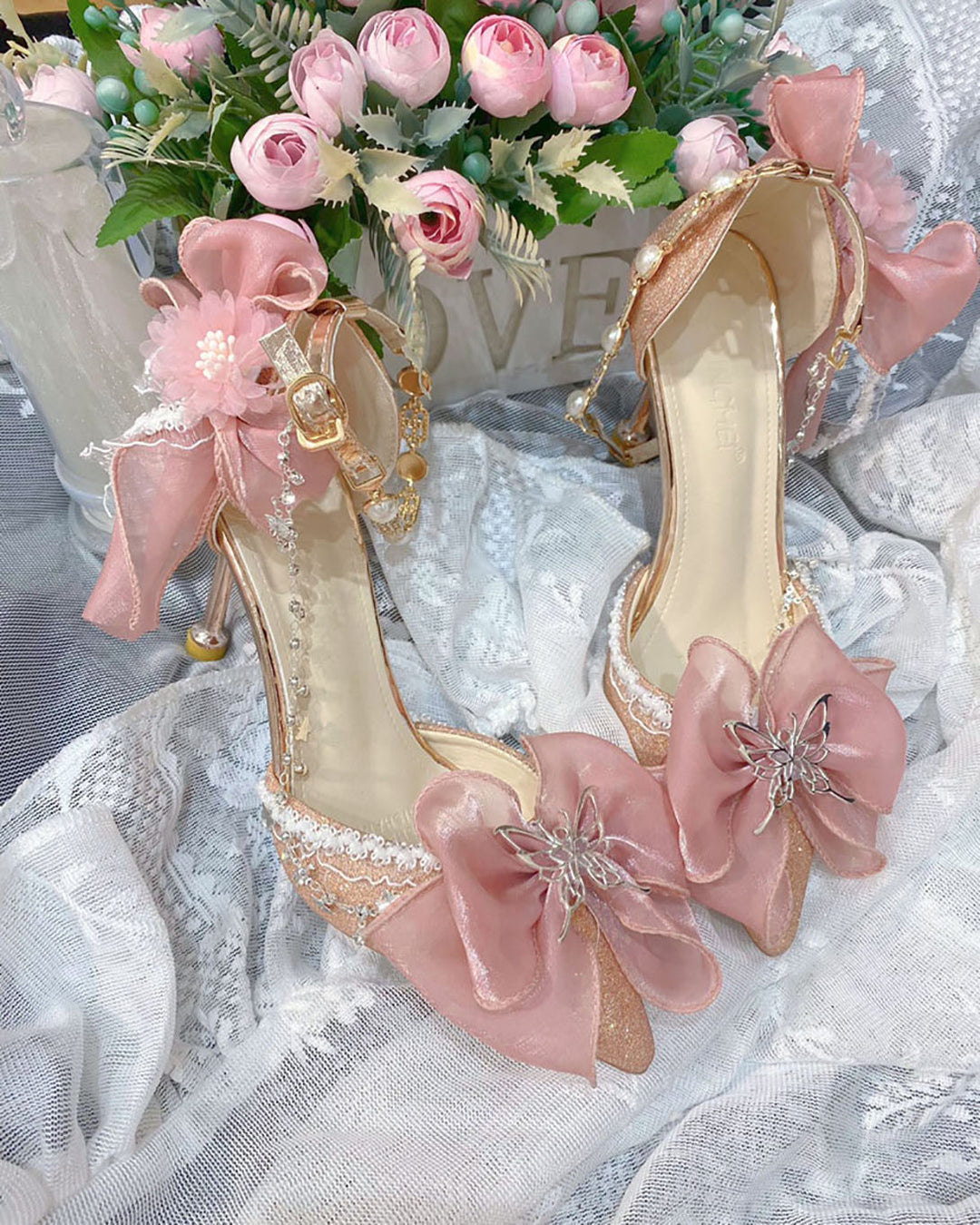 Fairy Butterfly Floral Decoration High Heels