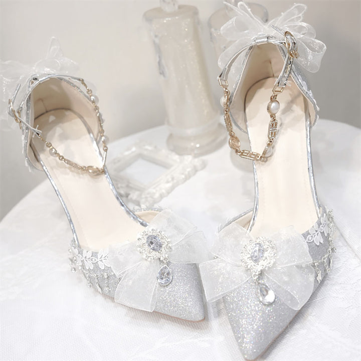 Lolita Bow Decorative Chain High Heels