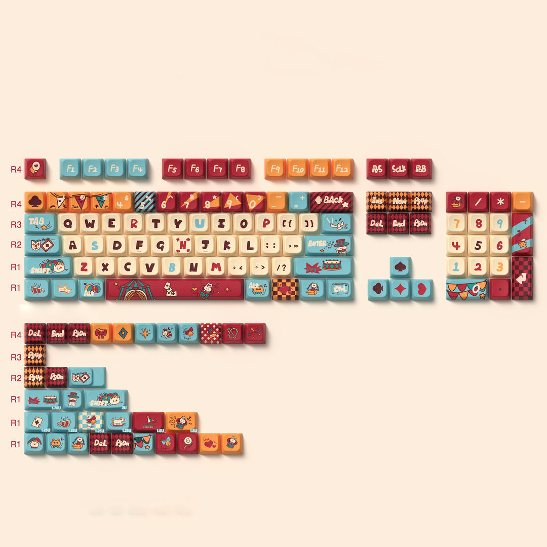 Cat Circus Theme Keycap Set for Mechanical Keyboards