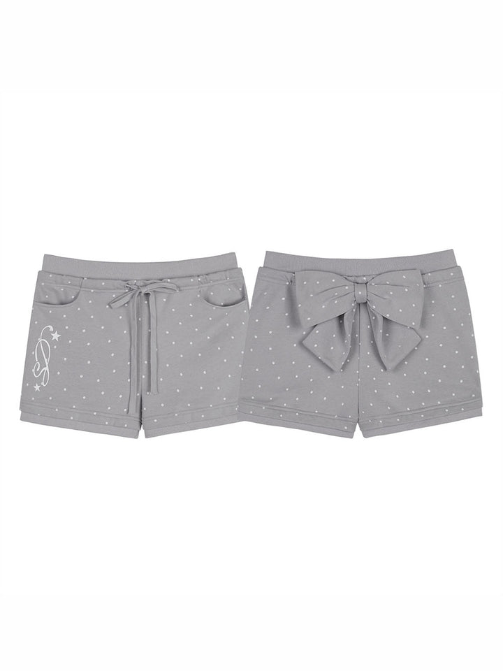 Polka Dot Wing Graphic Drawstring Shorts