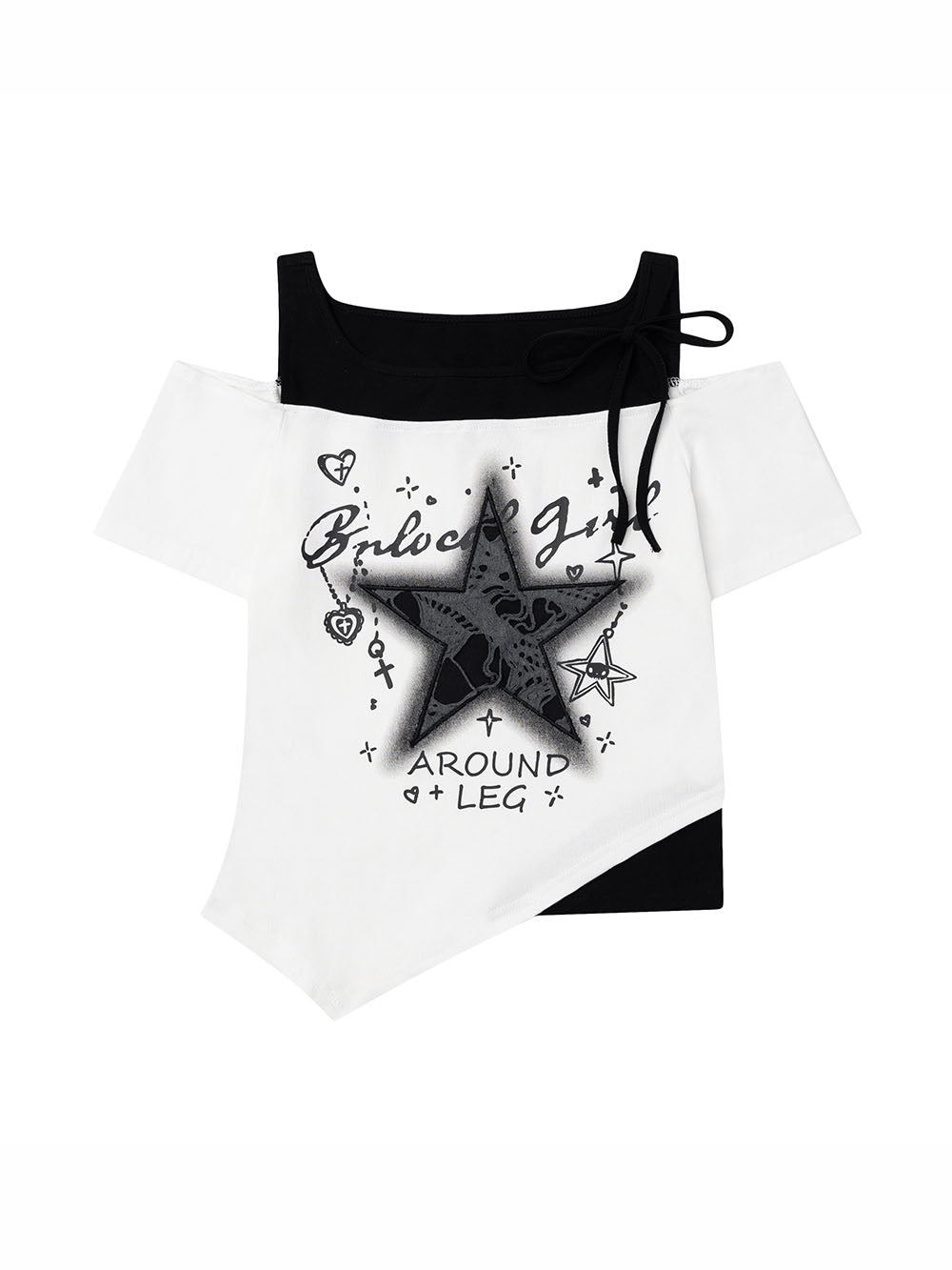 Star Graphic T-Shirt Piano Key Skirt