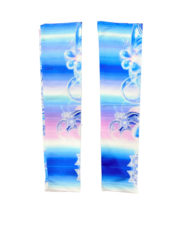 Blue Pastel Abstract Tiered Midi Dress