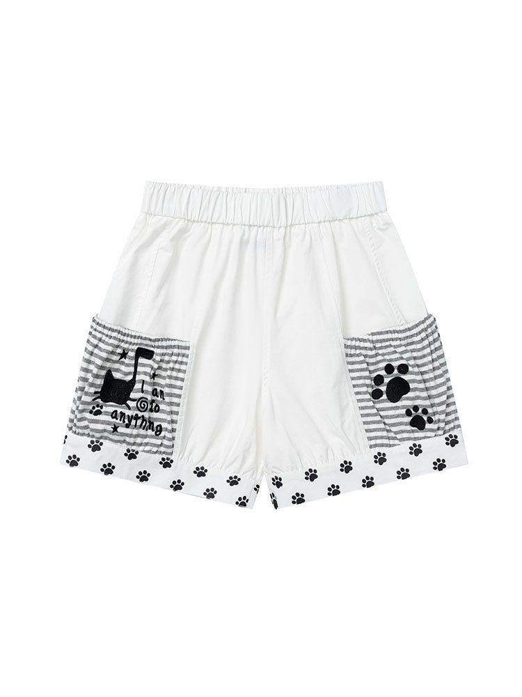 Kawaii Cat Paw Striped Shorts