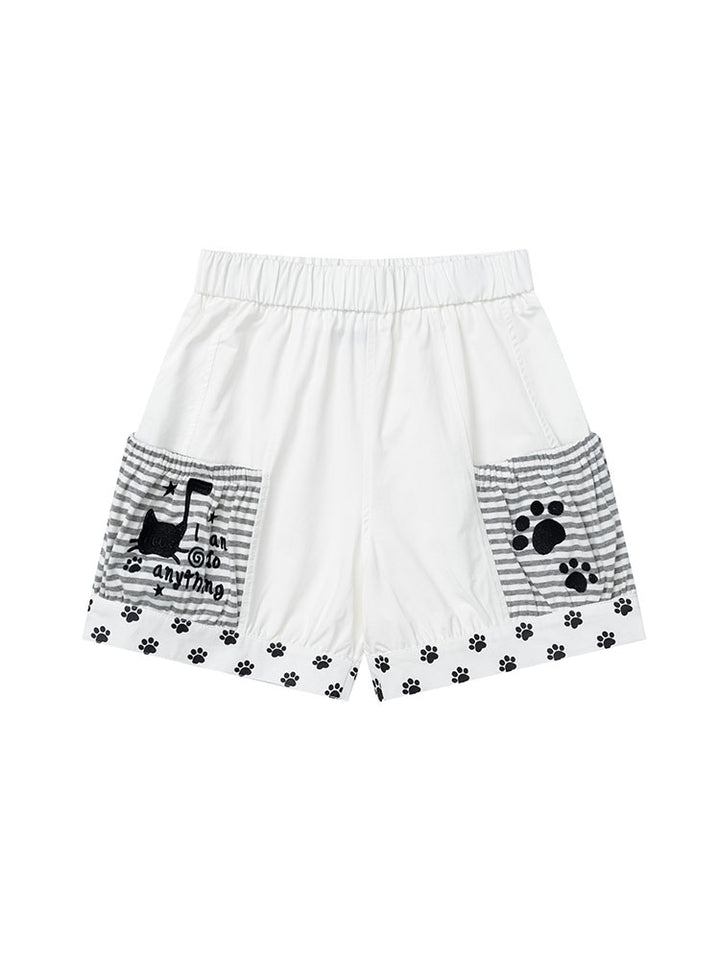 Kawaii Cat Paw Striped Shorts
