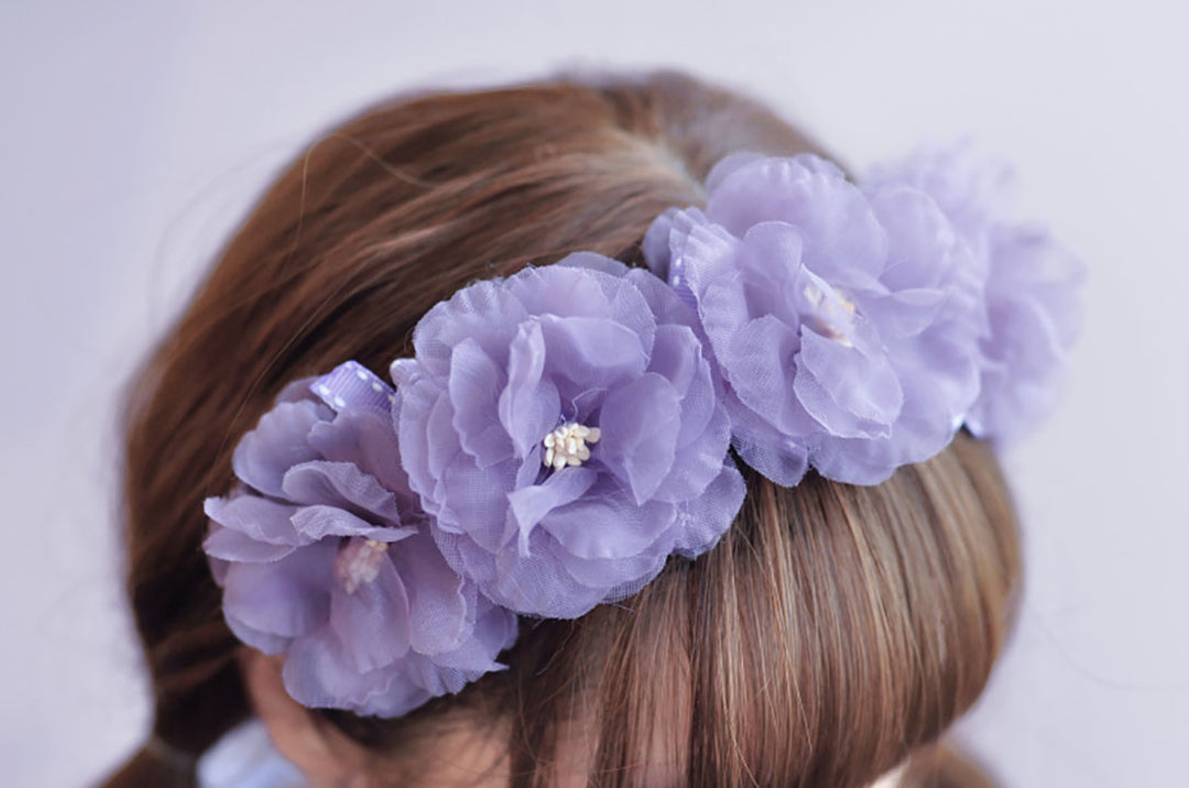 Artificial silk flower bow fairy headband