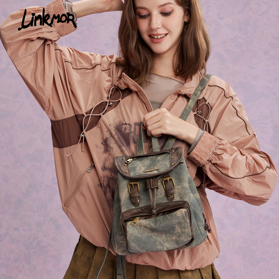 Vintage Studded Drawstring Backpack