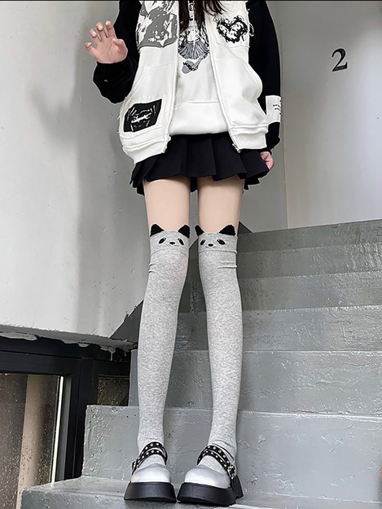 Kawaii Cat Face Thigh High Socks
