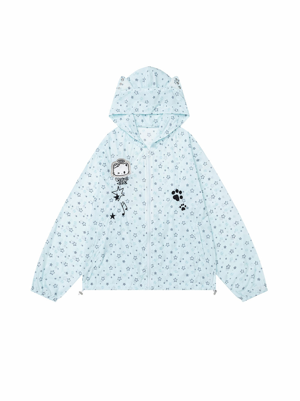 Pastel Star Print Hooded Sun Jacket