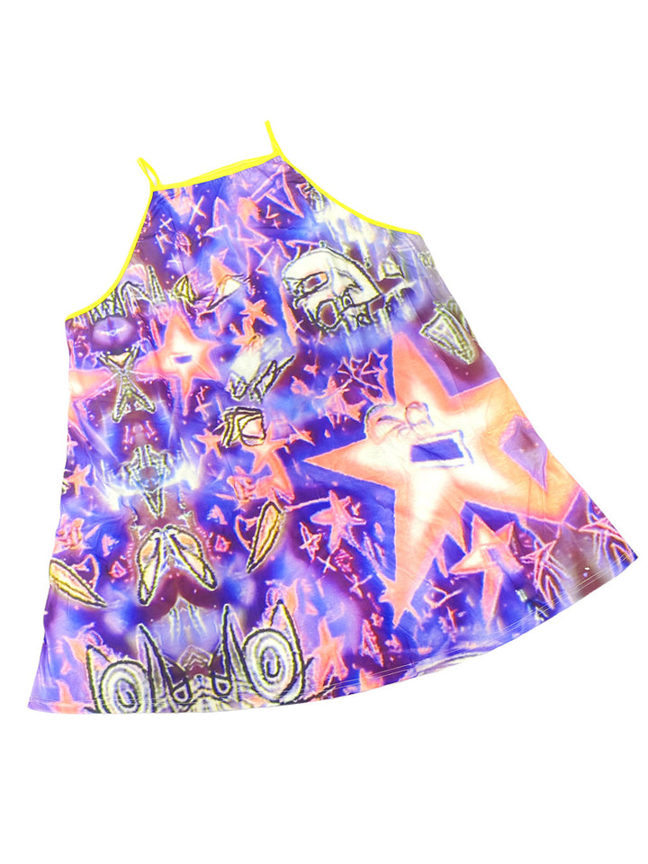 Purple Abstract Star Cami Midi Dress