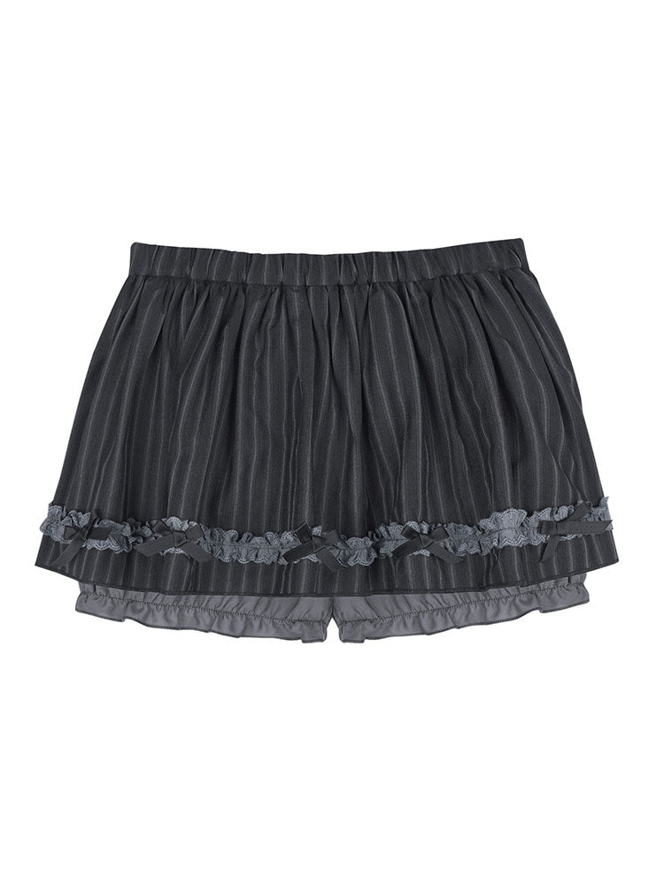 Goth Coquette Lace Up Ruffled Top Skirt