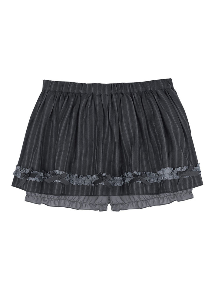 Goth Coquette Lace Up Ruffled Top Skirt