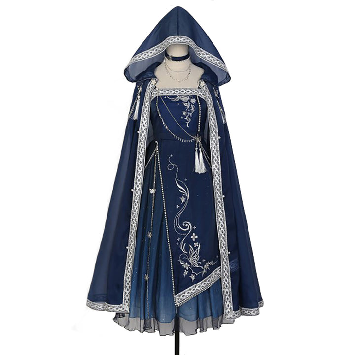 Eternal Day Priestess Blue Cloak Dress with Accessories