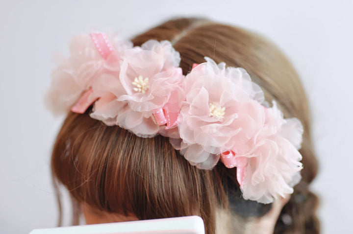 Artificial silk flower bow fairy headband