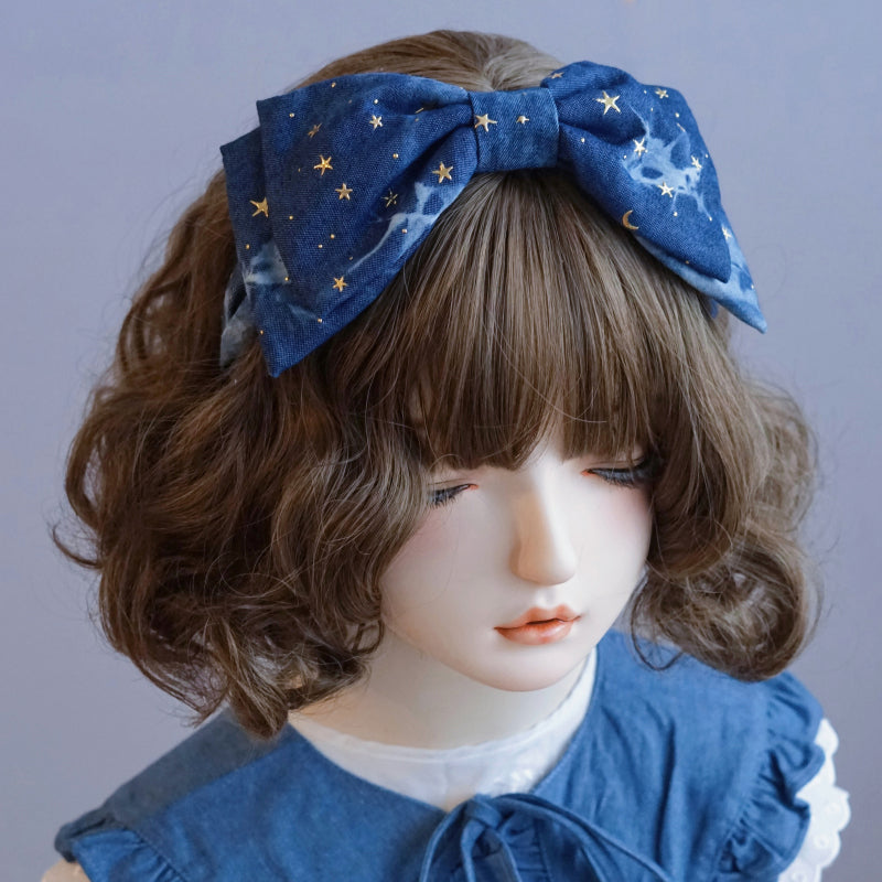 Bear Denim Large Bow Headband