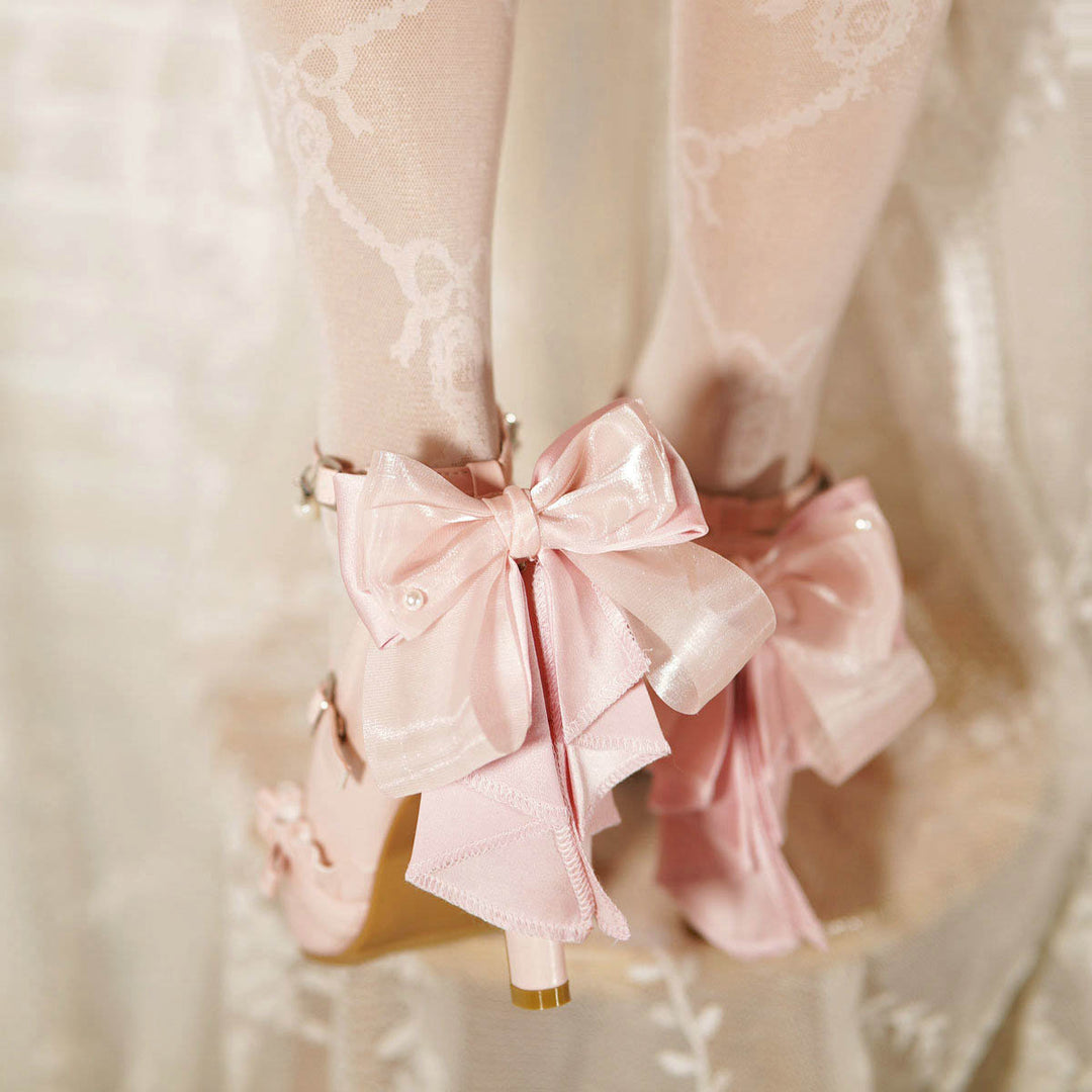 Apricot/White/Pink/Blue Mermaid Princess Bow Lolita High Heels