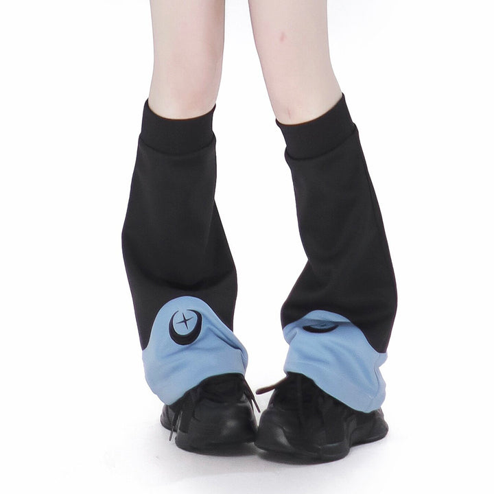 Cyber Y2K Color Block Jacket Shorts Pants Leg Warmers Headband