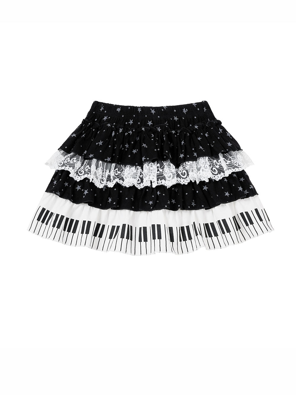 Star Graphic T-Shirt Piano Key Skirt