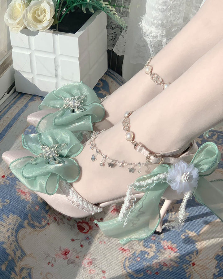 Fairy Butterfly Floral Decoration High Heels