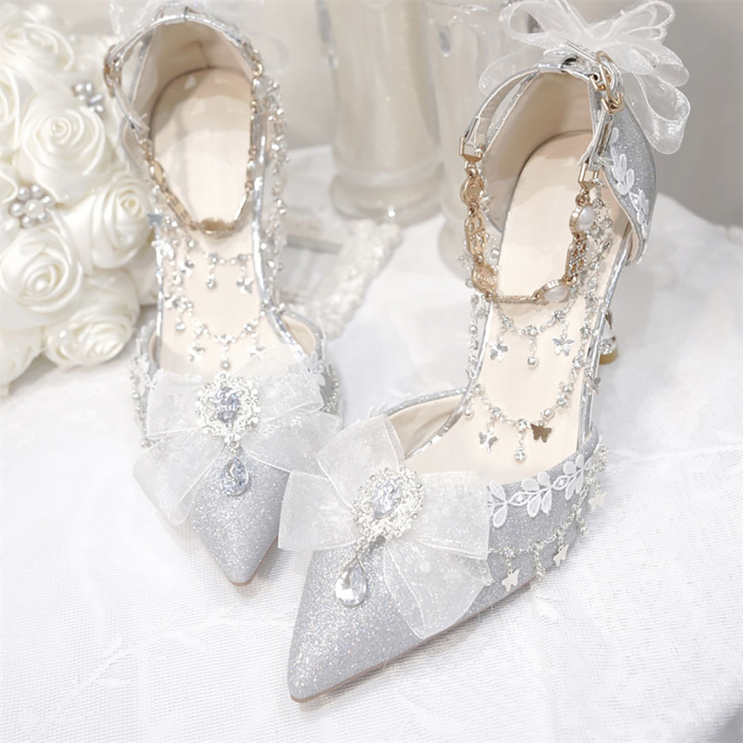 Lolita Bow Decorative Chain High Heels